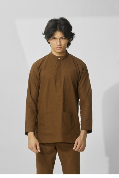 Baju Melayu Cekak Musang Ruma, Wood Brown